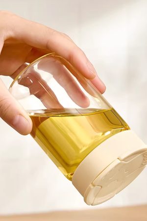 Biocook-Cruets,Simple Style Leak-Proof Glass Cruet Bottle 420ml, Oil & Vinegar Dispenser with Sealed Pour Spout, Wide Mouth, Easy to Clean, Kitchen & Dining Essential