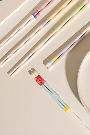 Artbest-Chopsticks，5 Pairs Porcelain Chopsticks, 9.5 Inch High-grade Bone Chopsticks, Reusable Dishwasher Safe